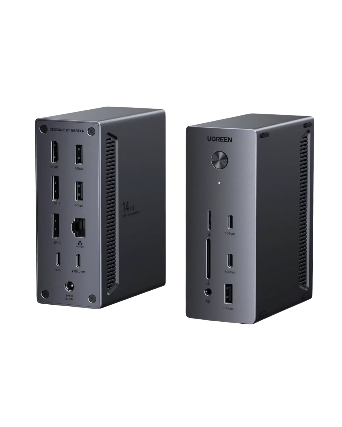 UGREEN 85489 Revodok Pro 14-in-1 Docking Station Triple 4K Monitor, 2x DP 8K + HDMI, 100W Power Delivery Laptop Charger, 10Gbps USB-C Data Hub, Gigabit Ethernet, SD/TF Card Reader for Dell XPS/ ThinkPad/ Surface