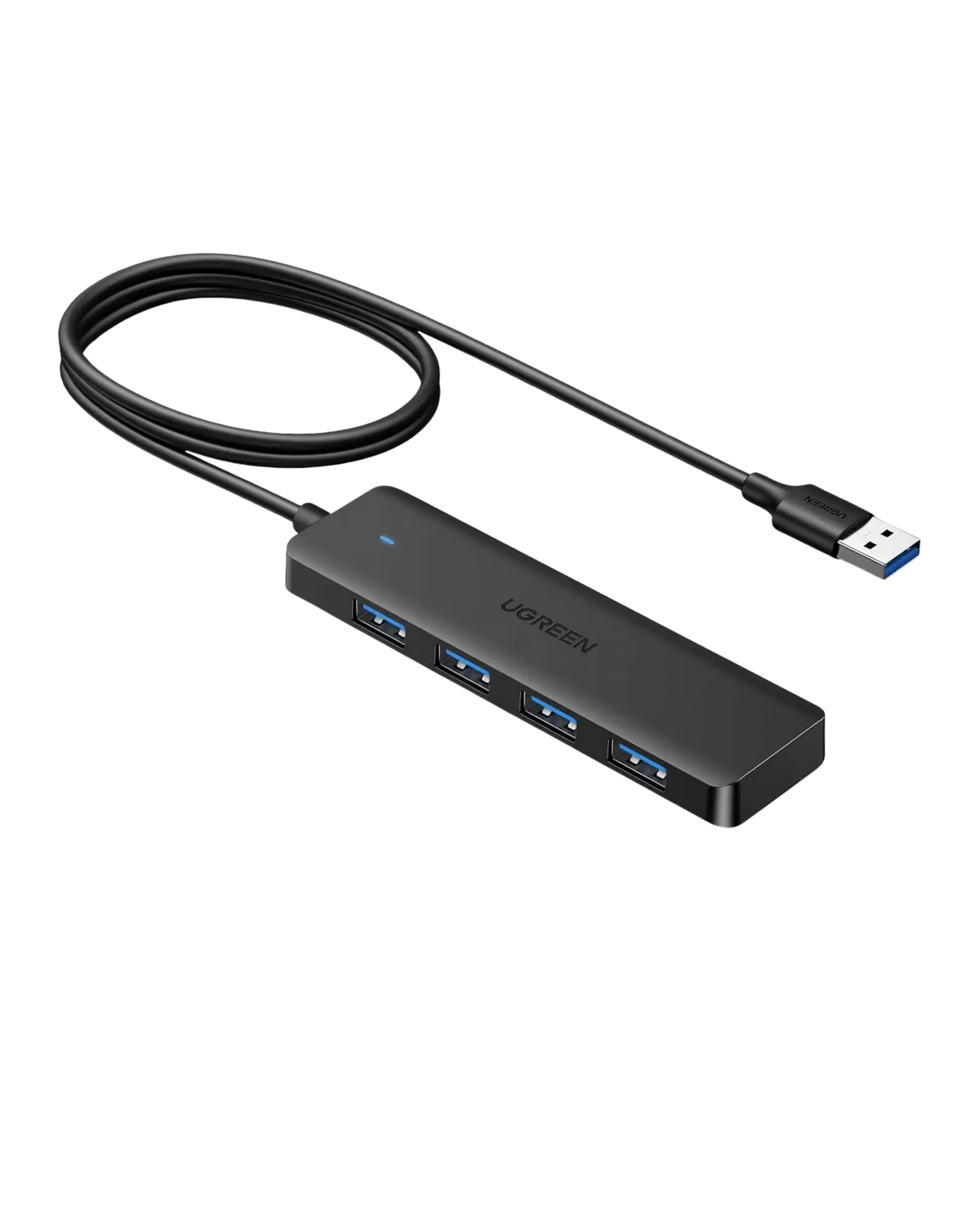 UGREEN 35574 USB 3.0 Hub — 4× USB-A 3.0 ports, with up to 5Gbps data transfer speed, 1-meter cable, and ultra-slim portable design. (4-in-1)